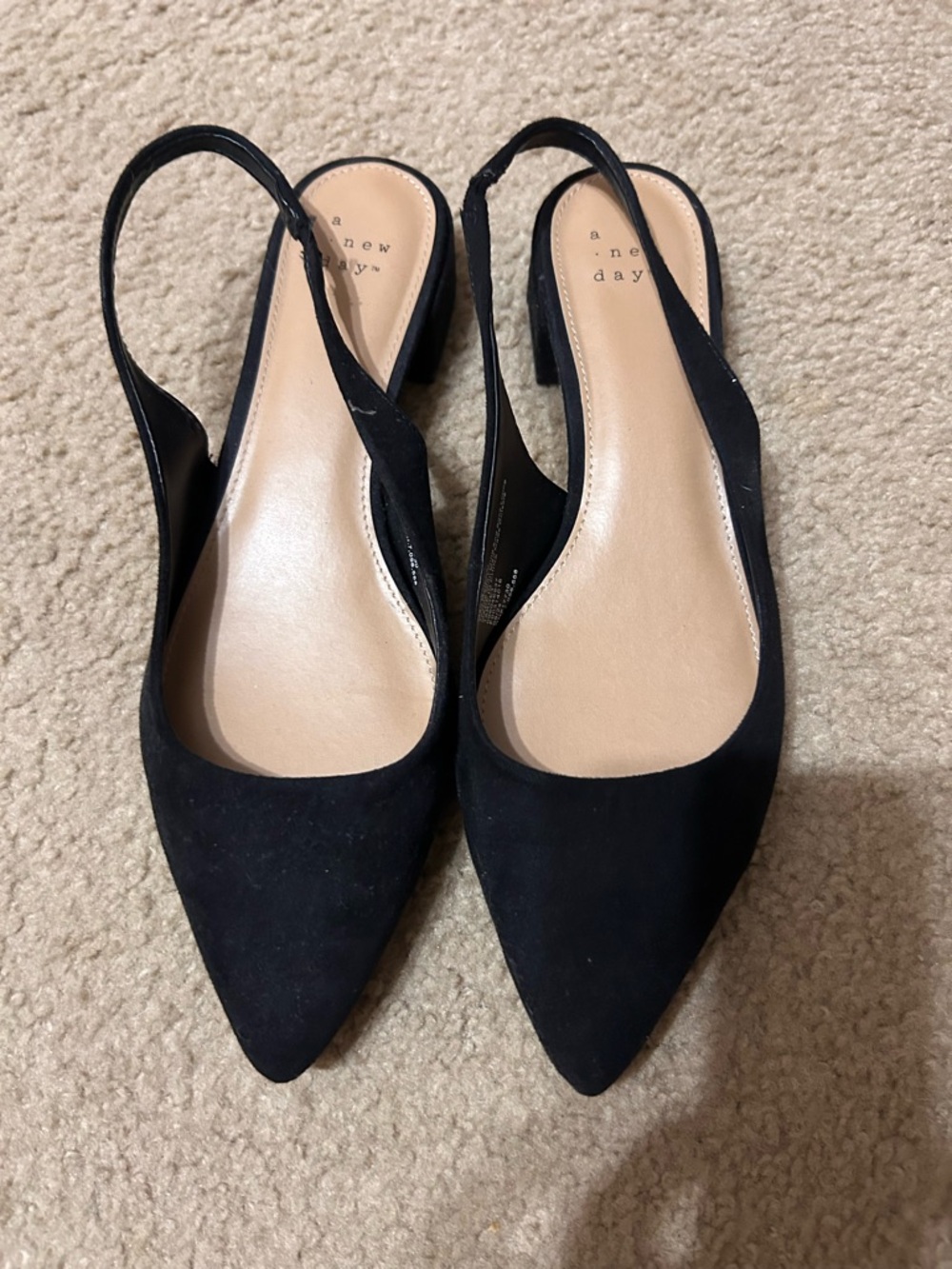 a new day Black Pointed Slingback Flats